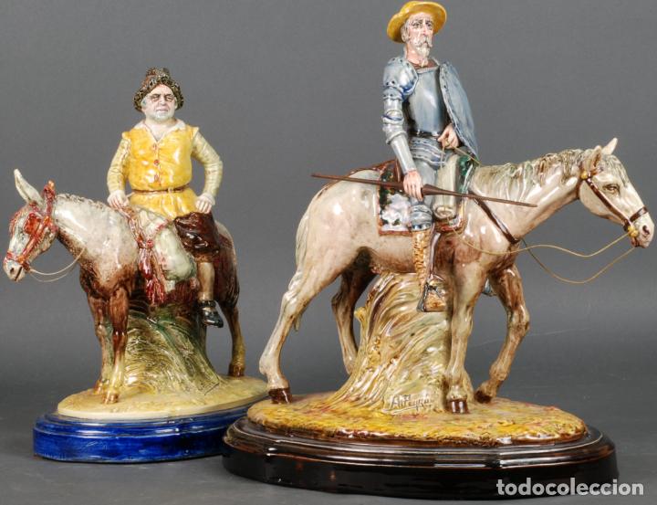 Don Quijote y Sancho Panza en cerámica vidriada
